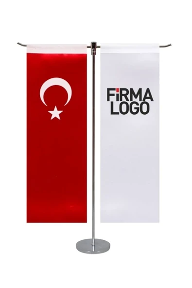 Özcan Tasarım Kişiye Özel Masa Bayrağı - Çift Direk Masa Bayrağı - Logolu Masa Bayrağı - Kırlangıç Bayrak ürün görseli