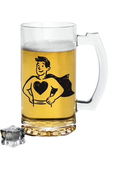 Özcan Tasarım Süper Baba Baskılı Bira Bardağı - Babalar Günü Temalı Bira Bardağı ürün görseli