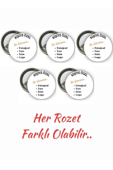 Özcan Tasarım Kişiye Özel Rozet - 5 Adet Rozet - Farklı 5 Adet Rozet ürün görseli
