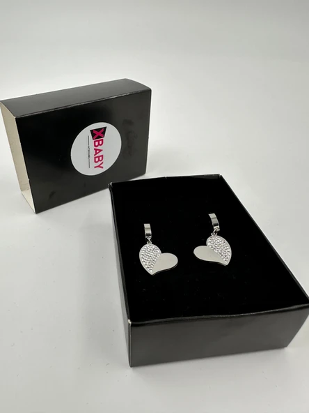 Xbaby Yarısı Taşlı Kalp Gümüş Renk Küpe ürün görseli