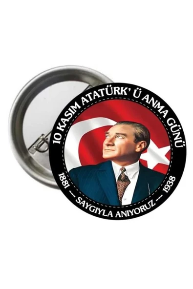 Özcan Tasarım 10 Kasım Rozeti - Atatürk Rozeti - Bayraklı Rozet ürün görseli