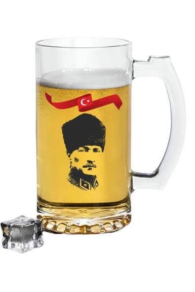 Özcan Tasarım Atatürk ve Bayrak Baskılı Bira Bardağı - Bira Bardak ürün görseli