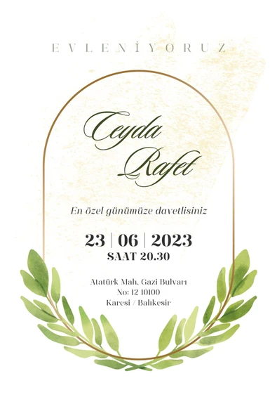 Özcan Tasarım Kişiye Özel Davetiye - Düğün Davetiye - Nişan Davetiye - Nikah Davetiye ( Zarflı ) ( 50 Adet ) MDL 2 ürün görseli