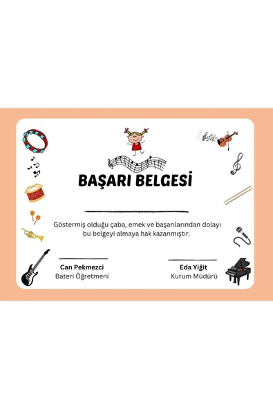 Özcan Tasarım Kişiye Özel Sertifika - Mezuniyet Sertifikası - Başarı Sertifikası Kız ( 10 Adet ) ürün görseli