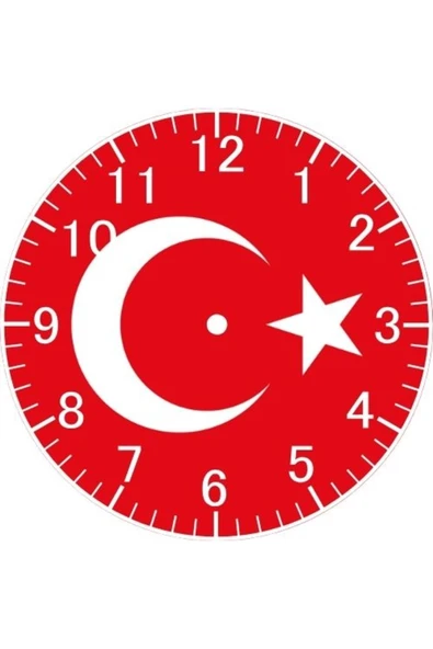 Özcan Tasarım Türk Bayraklı Duvar Saati - Türk Bayraklı Saat ürün görseli
