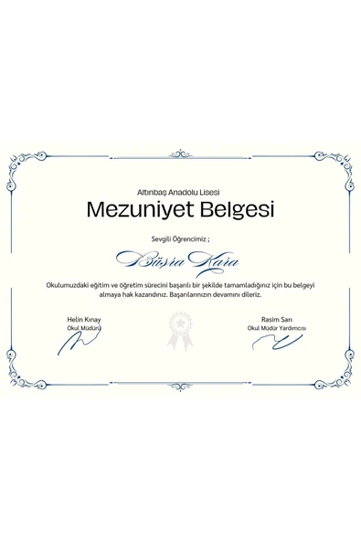 Özcan Tasarım Kişiye Özel Sertifika - Mezuniyet Sertifikası - Mezuniyet Belgesi ( 10 Adet ) Sade ürün görseli