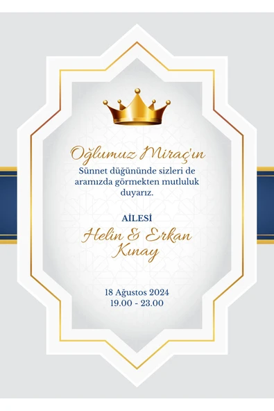 Özcan Tasarım Kişiye Özel Davetiye - Sünnet Davetiye - Sünnet Davetiyesi ( Zarflı ) ( 50 Adet ) Model 5 ürün görseli