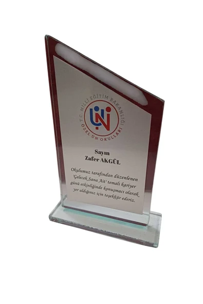 Özcan Tasarım Kişiye Özel Cam Plaket - Öğretmene Plaket - Mezuniyet Plaketi - Ekonomik Plaket ürün görseli