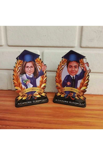 Özcan Tasarım 24 Adet Kişiye Özel Mezuniyet Biblosu - Karikatür Mezuniyet Biblosu - Öğrenci Biblosu ( 24 Adet ) ürün görseli