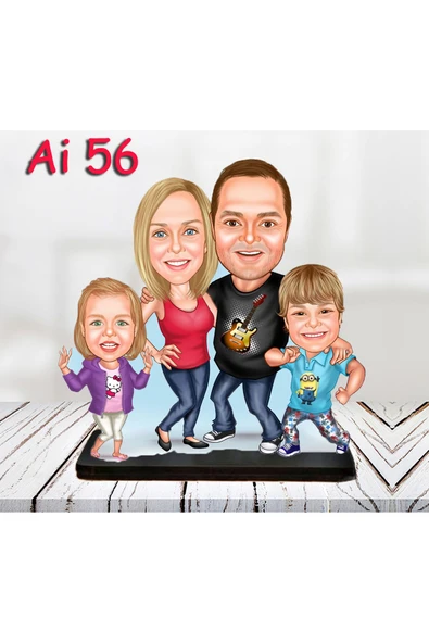 sekizlazer Kişiye Özel Ahşap Biblo - Aile Karikatür Biblo - 4 Kişilik Aile Biblo 23 - Resim 2
