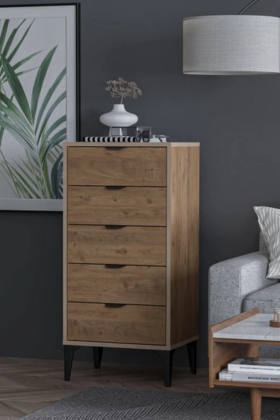 SARMOBİ Arden 5 Çekmeceli Şifonyer , Çamaşırlık - Resim 3