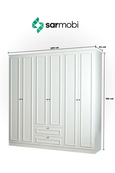 SARMOBİ Mira 6 Kapaklı 2 Çekmeceli Dolap - Resim 8