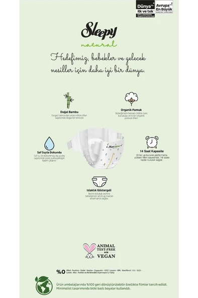Sleepy Bebek Bezi Natural Beden:6 (15-25KG) Extra Large 62 Adet Ultra Pk - Resim 4