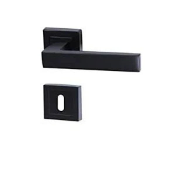 Lama Rozetli Kare Oda Kapı Kolu Siyah 1 Takım