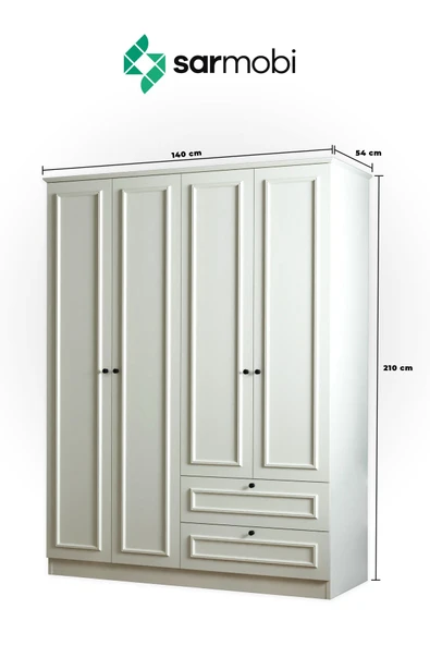 SARMOBİ Mira 4 Kapaklı 2 Çekmeceli Dolap - Resim 8