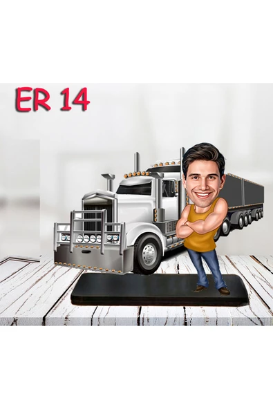 Özcan Tasarım Kişiye Özel Ahşap Biblo - Araç Kullanan Erkek Karikatür Biblo 14 ürün görseli