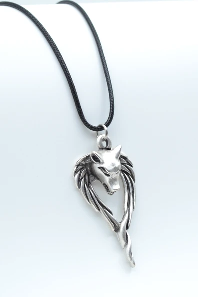 Anubis Ölüm Ve Ceza Tanrısı Gümüş Kaplama Deri İp Kolye ürün görseli 1