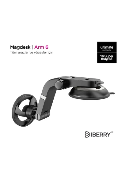 İBERRY MAGLOCK ARM 6 VANTUZLU MAGSAFE ARAÇ İÇİ TELEFON TUTUCU - 2