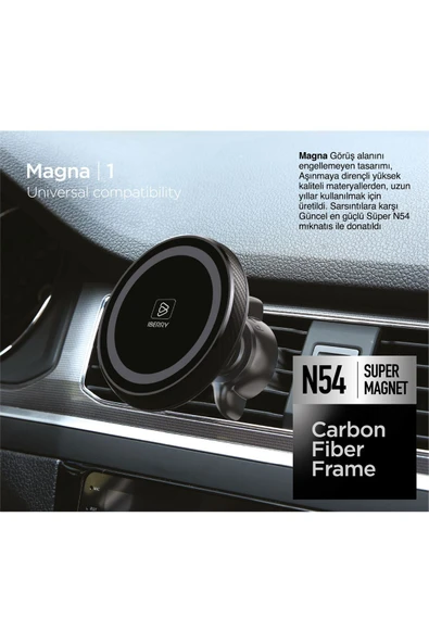 İBERRY MAGNA1 KARBON KLİPSLİ MANYETİK ARAÇ İÇİ TELEFON TUTUCU - 3