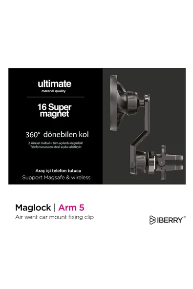 İBERRY MAGLOCK ARM 5 KLİPSLİ MAGSAFE ARAÇ İÇİ TELEFON TUTUCU - 2