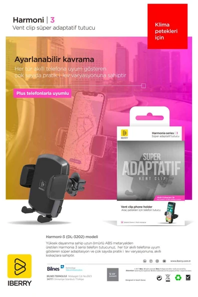 IBERRY HARMONİ3 H03 SÜPER ADAPTATİF ARAÇ İÇİ TELEFON TUTUCU - 3