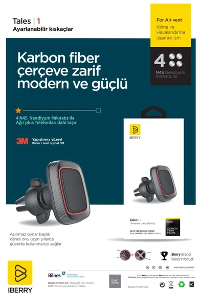 İBERRY TALES1 KIRMIZI KLİPSLİ MANYETİK ARAÇ İÇİ TELEFON TUTUCU - 2