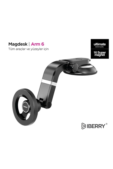 İBERRY MAGLOCK ARM 6 VANTUZLU MAGSAFE ARAÇ İÇİ TELEFON TUTUCU