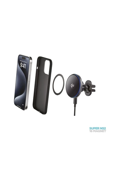 İberry Magport Qi2 Wıreless Klipsli Magsafe Araç Içi Telefon Tutucu - 3