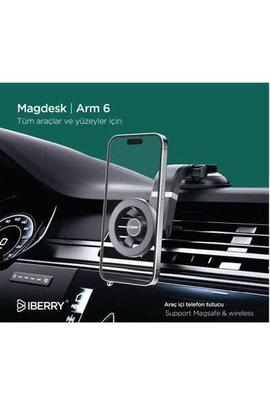 İBERRY MAGLOCK ARM 6 VANTUZLU MAGSAFE ARAÇ İÇİ TELEFON TUTUCU - 4