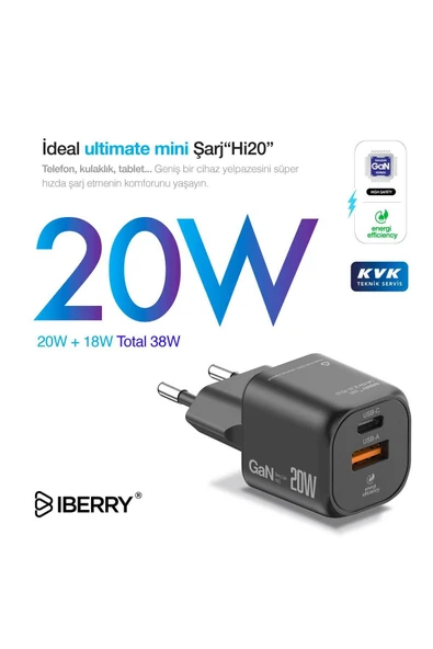 Hi20 Mini Cold 20W Gan Seyahat Şarj Aleti USB A+Usb C - 2