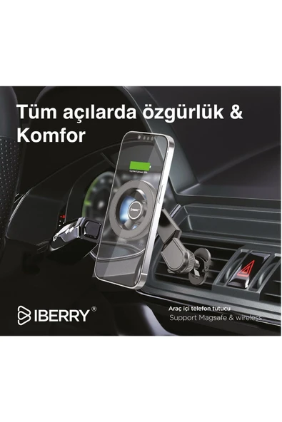 İBERRY MAGLOCK ARM 5 KLİPSLİ MAGSAFE ARAÇ İÇİ TELEFON TUTUCU - 3