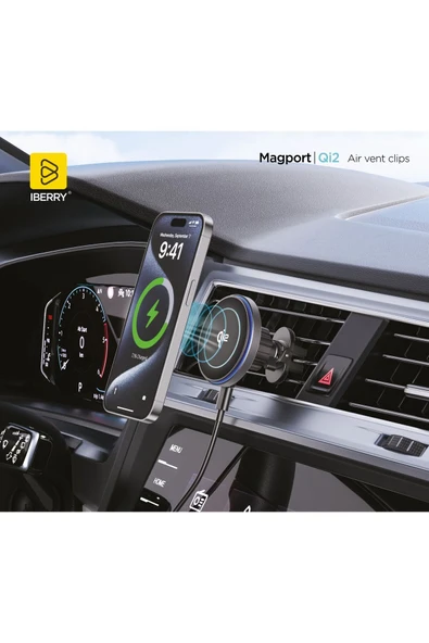 İberry Magport Qi2 Wıreless Klipsli Magsafe Araç Içi Telefon Tutucu - 4