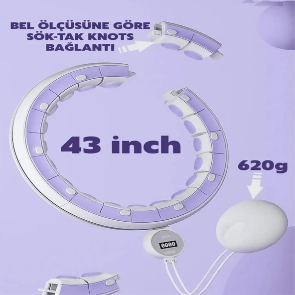 Smart LCD Ekranlı Masajlı Hulahop Ayarlanabilir Ağırlıklı Egzersiz Çemberi - 10