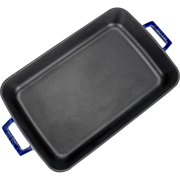 Lava Premium 26x40 cm Majolik Mavi Döküm Dikdörtgen Rosto ve Fırın Tepsisi - 3