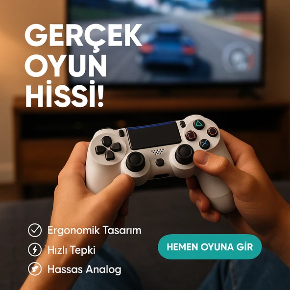 Yeni Nesil PS4 Kolu  Kablosuz, Şarj Edilebilir, Ergonomik  Titremeli  Dayanıklı Oyun Dostu - 2