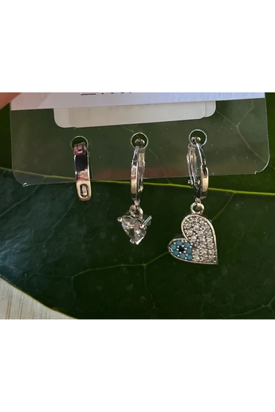 Monalisa Home Gümüş Renk Lüks Gösterişli Kalp Figürlü Küpe ürün görseli 1