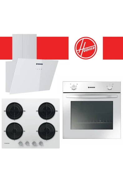 Hoover 20-4 Beyaz Cam 3'lü Ankastre Set (HDG6C1GWTK-HVWM6MW-HON100W) ürün görseli 1