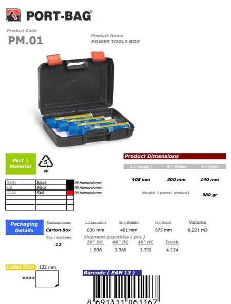 PortBag PM01 Matkap Çantası - Resim 3