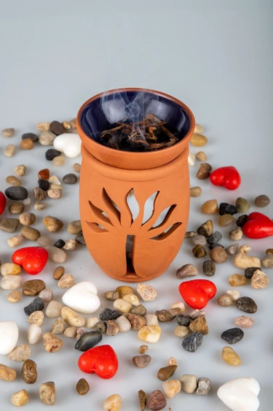 Hayat Ağacı El Yapımı Çömlek Buhurdanlık Tütsülük - 8