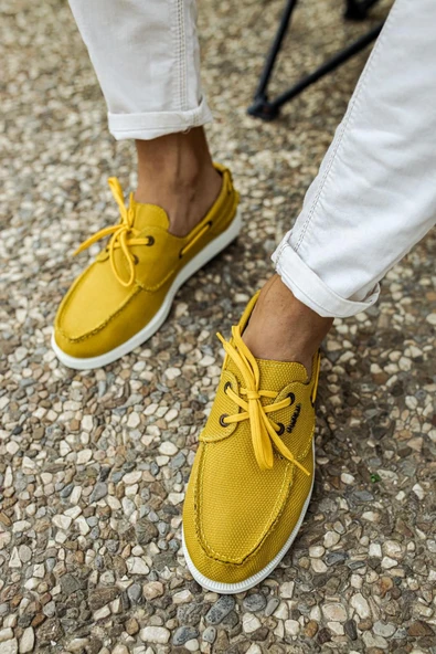 Mevsimlik Keten Ayakkabı Sarı - 2