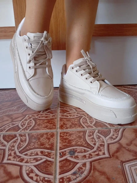 Kadın Spor Ayakkabı Bej Renk - 16