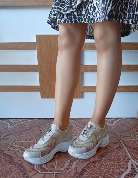 Kadın Spor Ayakkabı Bej Renk - 3