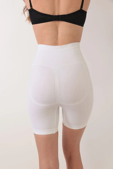 Beyaz Kadın Kalça Kaldırıcı Dikişsiz Korse - 4