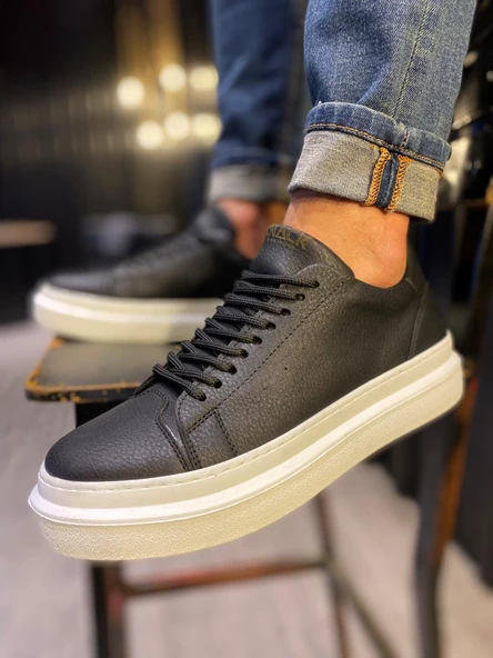 Günlük Ayakkabı Siyah (Beyaz Taban) - Resim 2