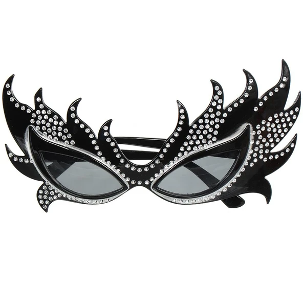 Taşlı Göz Kamaştıran Gecenin Yıldızı Siyah Parti Alev Gözlük ürün görseli 1