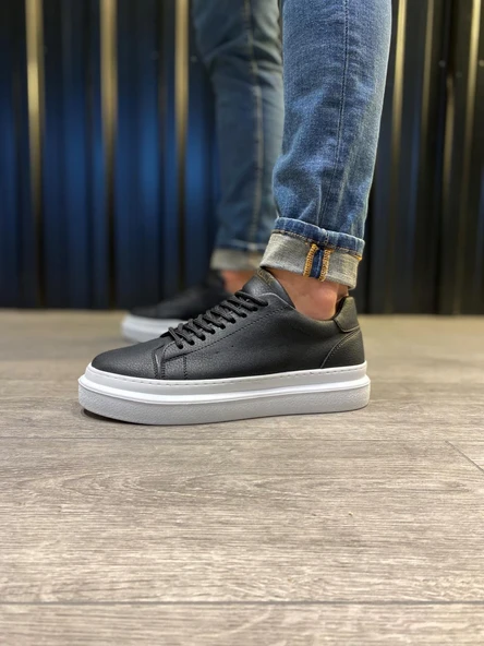 Günlük Ayakkabı Siyah (Beyaz Taban) - Resim 9