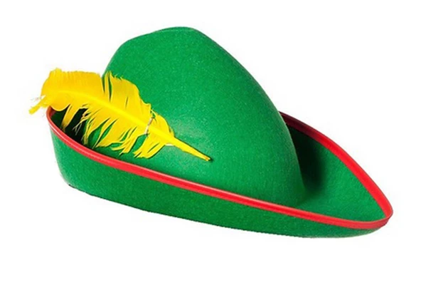 Yeşil Renk Robin Hood Şapkası Sarı Tüylü - Resim 2