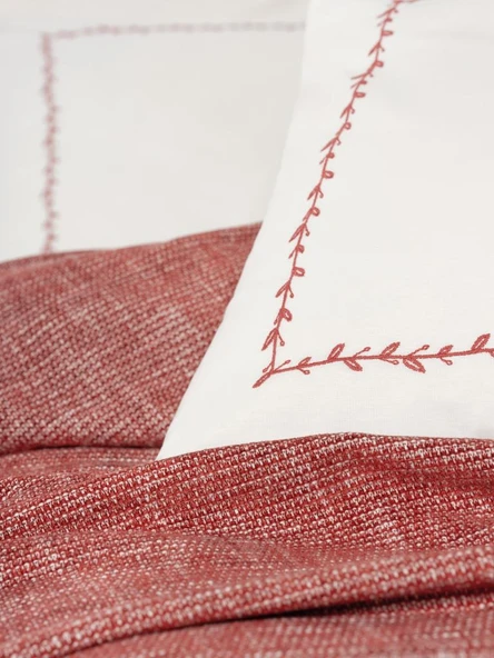 Embrova Şönil Çift Kişilik Yatak Örtüsü/Pike Takımı Loom Bordo - 2