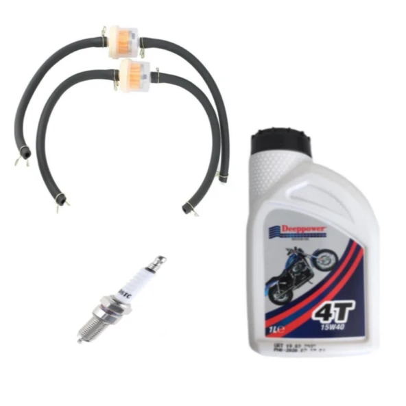 Kmtmak Motorsiklet Filtre Benzin Hortum Set 2 Adet 4T Yağ D8TC Buji - 2
