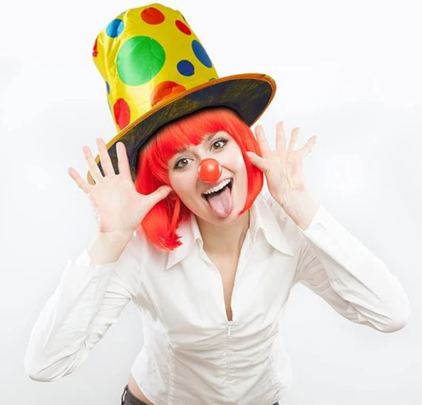 Palyaço Şapkası Rengarenk Puantiyeli 19 cm - Resim 2